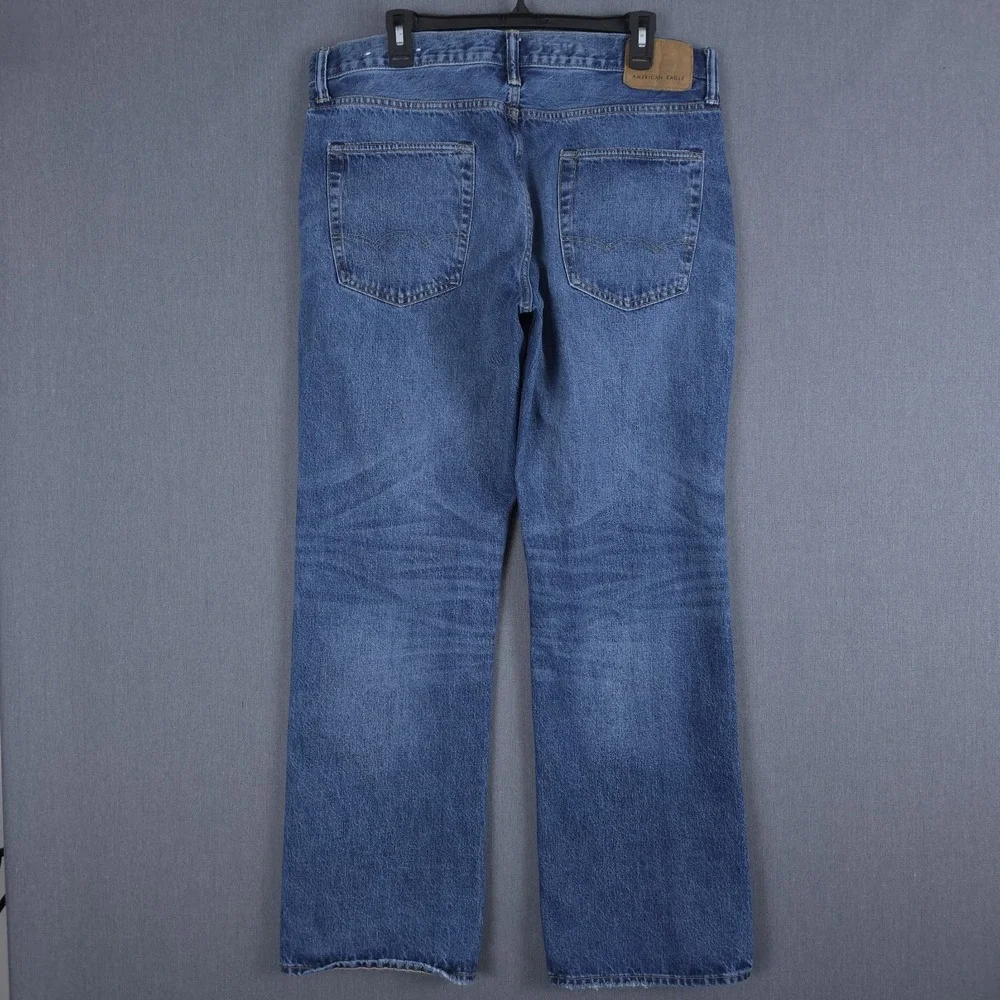 American‎ Eagle Classic Bootcut Jeans Mens 36x34 (Fits 36x32) Blue Whisker Denim